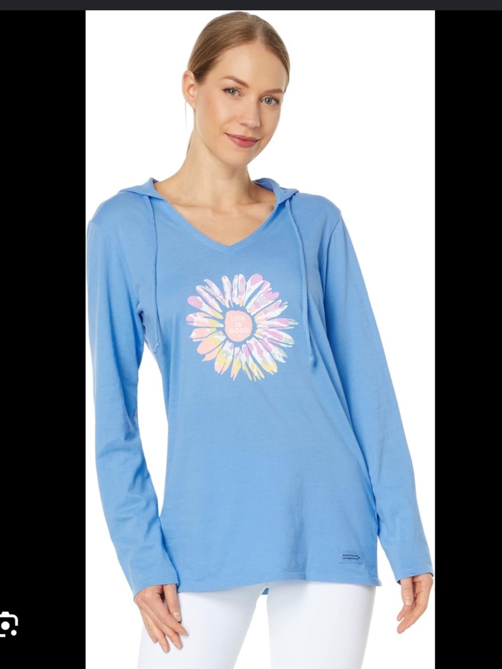 Life is good long sleeve tee - with hood medium